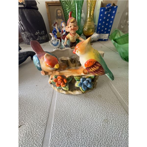 Occupied Japan Porcelain Bird Figurine Planter