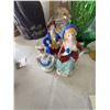 Image 1 : Occupied Japan Porcelain Figurines and Pair of Swirl Glass Vases