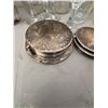 Image 2 : 6 Silver Tone Drink Coasters with Green Felt Backing
