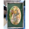 Image 1 : Hand-Painted Serving Tray with Coaching Scene Under Glass