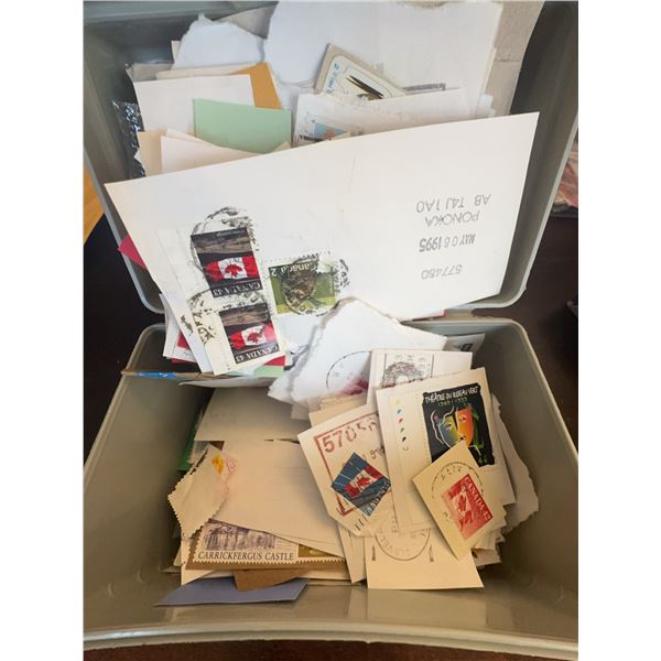 International Stamp Collection in Storage Box, Hundreds of Used Stamps