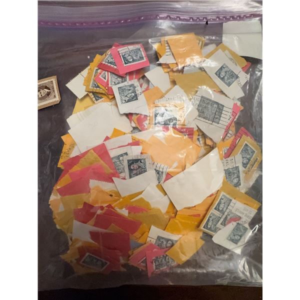 Bag of Mixed Vintage Postage Stamps on Paper Assorted Colours and Designs