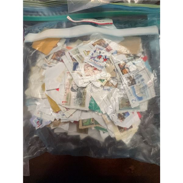 Large Bag of Mixed Canadian Stamps on Paper Assorted Designs