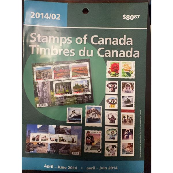 2014 Canada Post Stamp Collection Pack April-June 2014 $80.87 Face Value