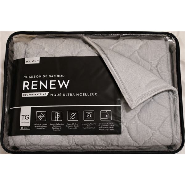 Renew Bamboo Charcoal Quilted Mattress Pad - Grey