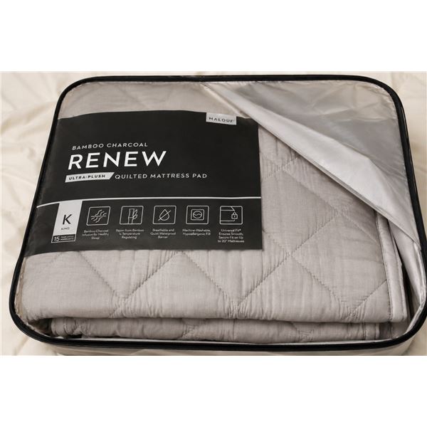 Renew Bamboo Charcoal Quilted Mattress Pad - Grey