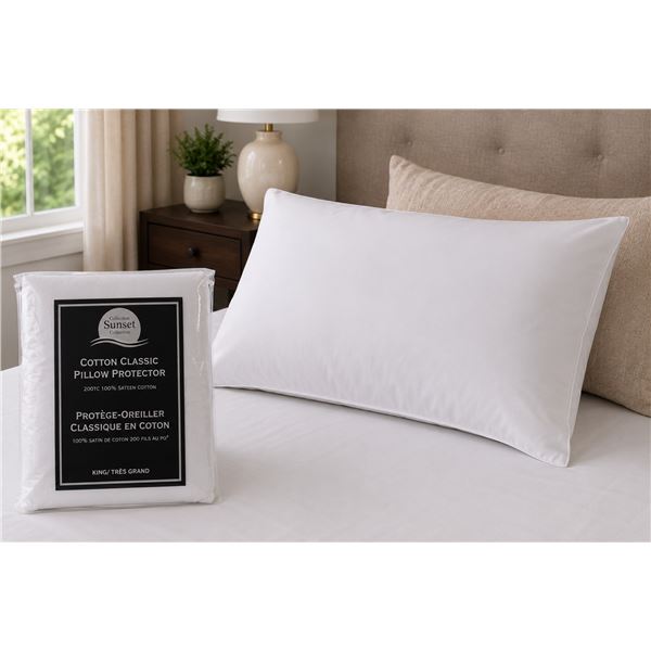 Sunset Cotton Classic Pillow Protector - White