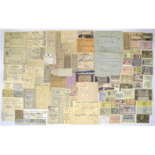 Austria. WWI Era to 1920s, Ration Cards, Documents and Notgeld Group.