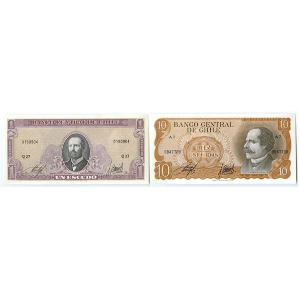 Chile. Banco Central de Chile, ND (1964) and ND (1970), Issued Banknote Pair.