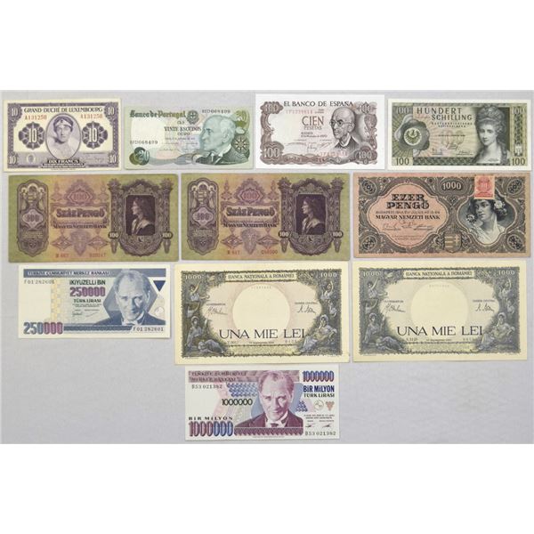 European Issued Banknote Assortment, 1930 to 1978.