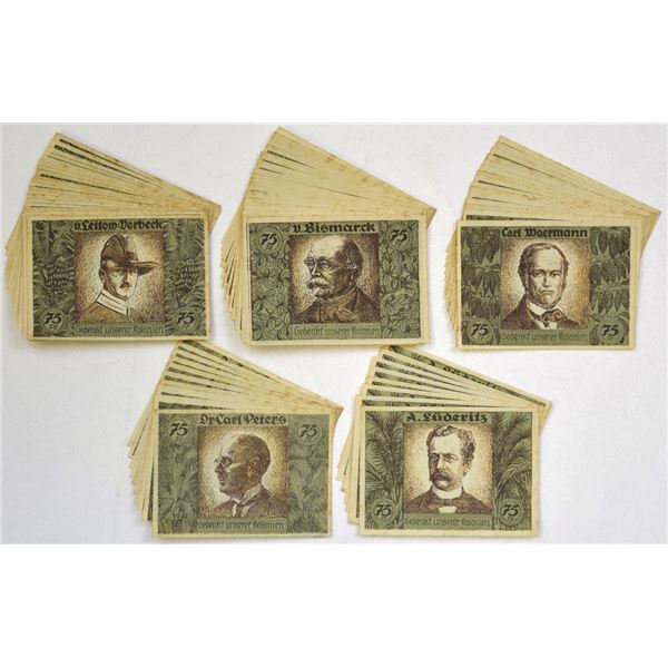 Germany. Hamburg & Bremen, 1921, 75 Pfennig Colonial Memorial Notgeld Collection.