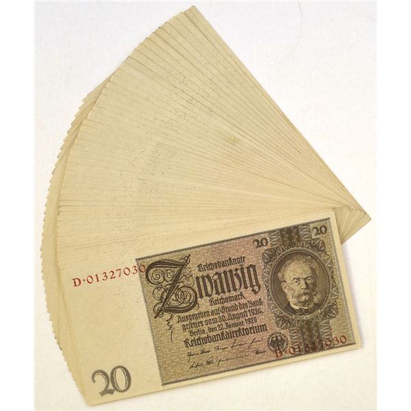 Germany. Reichsbanknote, 1929, Issued Banknote Assortment.