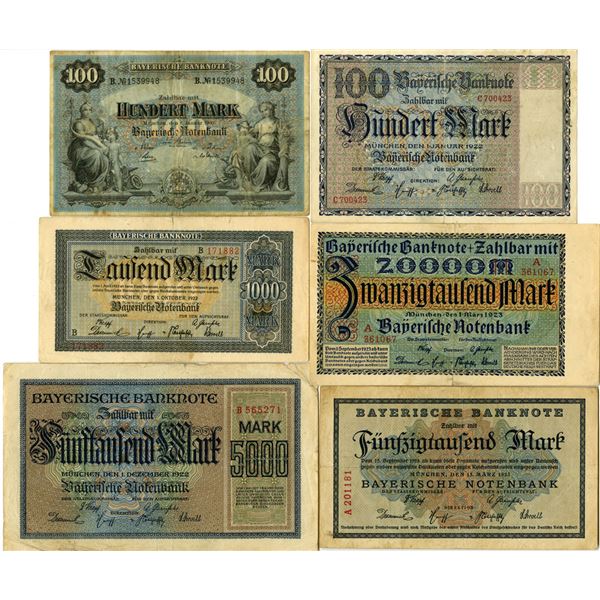 Germany. Bavarian Note Issuing Bank, 1900 to 1923, Issued Banknotes.