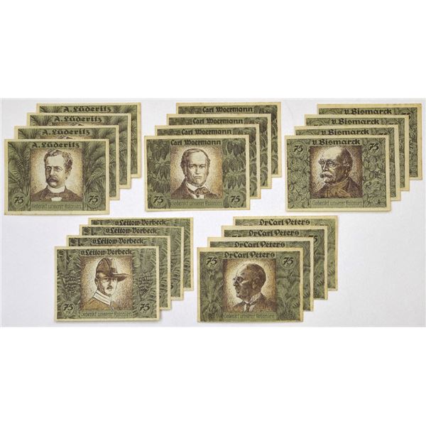 Germany. Hamburg & Bremen, 1921, 75 Pfennig Colonial Memorial Notgeld Collection.