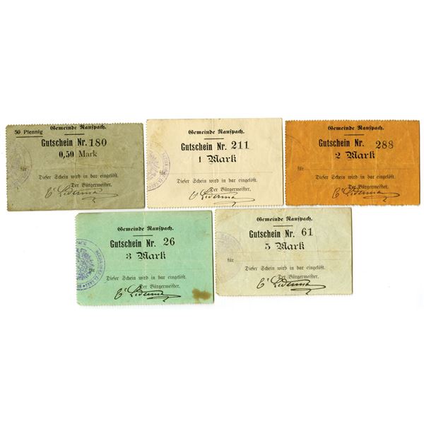 Germany. Ranspach Municipal, ND (ca.1918 to 1920) Notgeld Assortment.