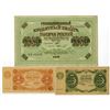Image 1 : Russia. Government Credit and State Currency Notes, 1917 to 1922, Issued Banknote Trio.