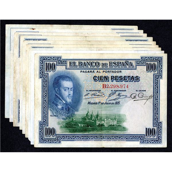 Spain. Banco de Espana, 1925, Issued Banknote Group.
