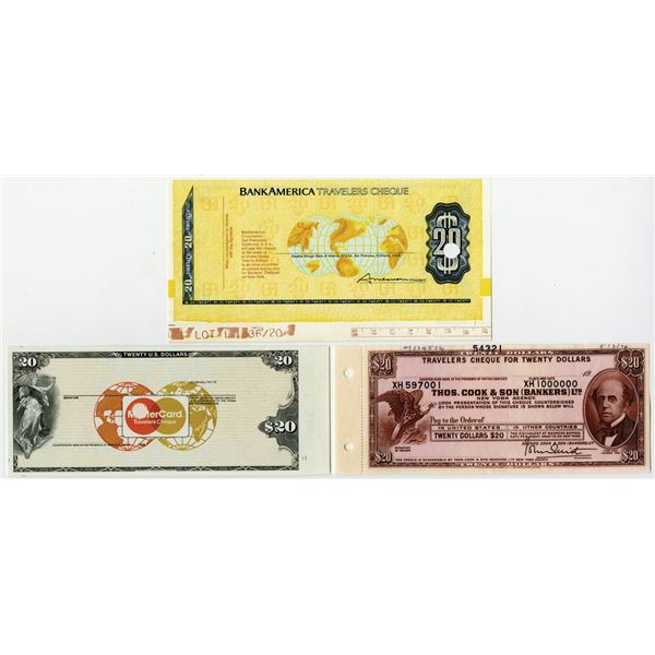 BankAmerica, MasterCard & Thos. Cook & Son, 1964 to ND (1980s), Specimen Traveler's Check Trio.