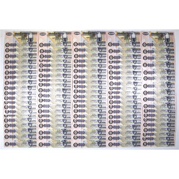 Zambia. Bank of Zambia, 2006, Almost Complete Pack of 98 Sequential Banknotes