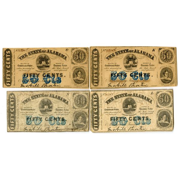 AL. State of Alabama, 1863, Issued Banknote Quartet.