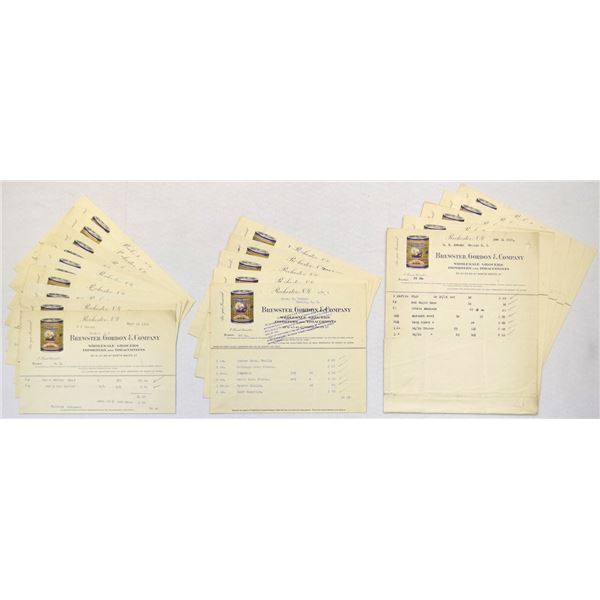 NY. Brewster, Gordon & Company Wholesale Grocery Invoices, 1914 to 1916, Colorful Merchant Invoice A