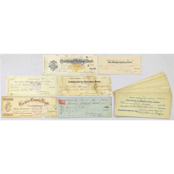 AZ. Arizona Territory Bank Check Collection, 1880 to 1910s.