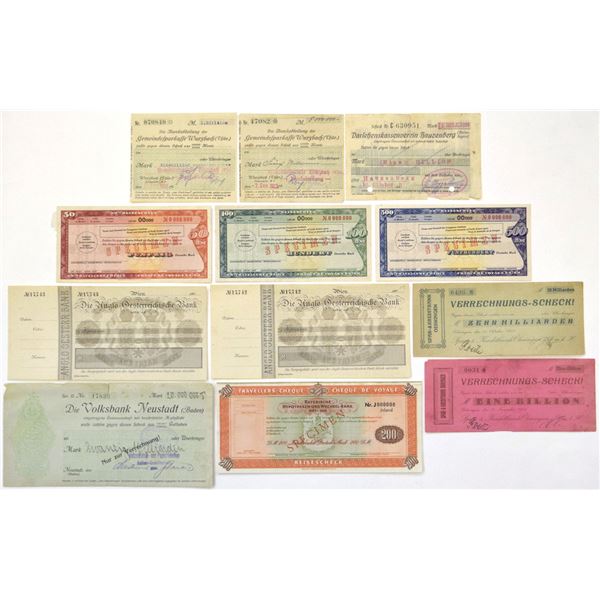 Germany. Hyperinflation & DM Specimen Checks, 1923 to 1960s.