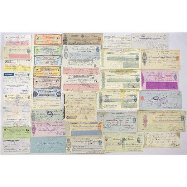 Great Britian. Banking Checks, Traveler's Cheques & Foreign Drafts, 1802 to 1970s.