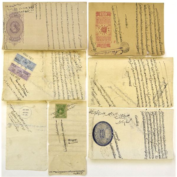 India. Revenue Stamped Documents, ca.1880 to 1930s.