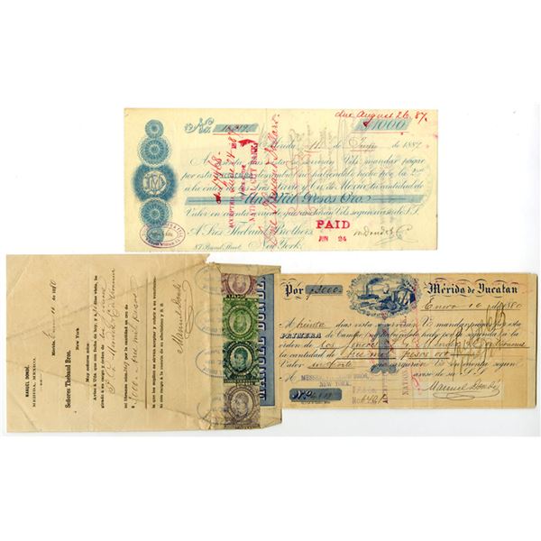 Mexico. Mexican First of Exchange, 1880 and 1887, I/C Pair.