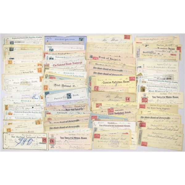 Revenue-Stamped Bank Checks & Drafts, 1860s to 1900s.