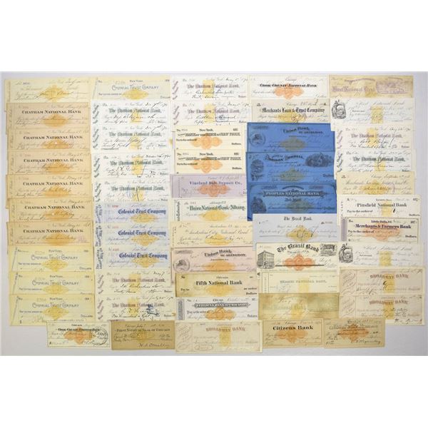 NY & IL. New York & Chicago National Bank and Various Business Checks & Drafts, All with Imprinted R