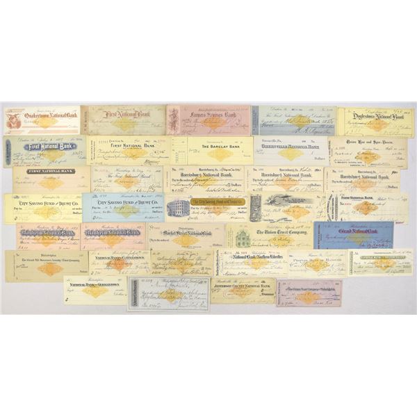 PA. Pennsylvania Financial Institutions, Remainder and I/C Check Assortment, All With RN-X Imprinted