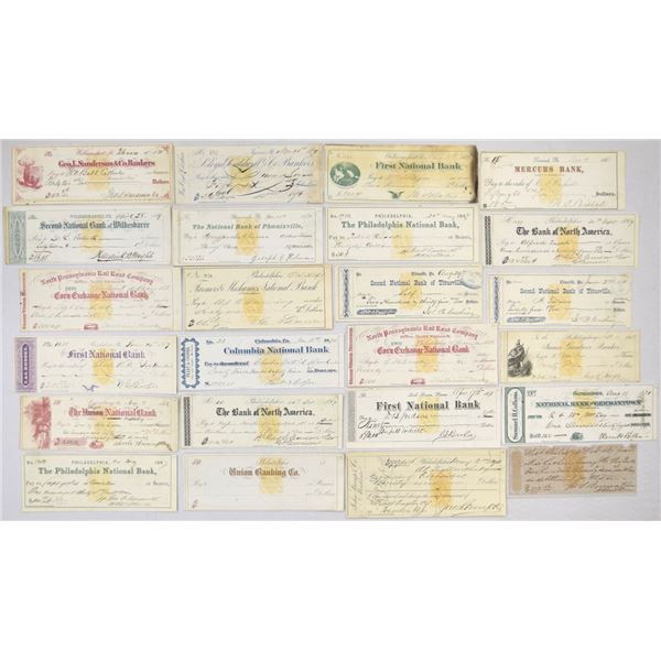 PA. Pennsylvania National Bank Check and Draft Collection, All With RN-B Imprinted Revenues, ca.1867