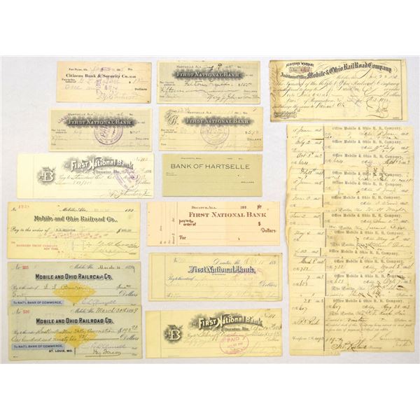 Mobile & Ohio Railroad Co. & Alabama Bank Check Collection, 1860s to 1927.