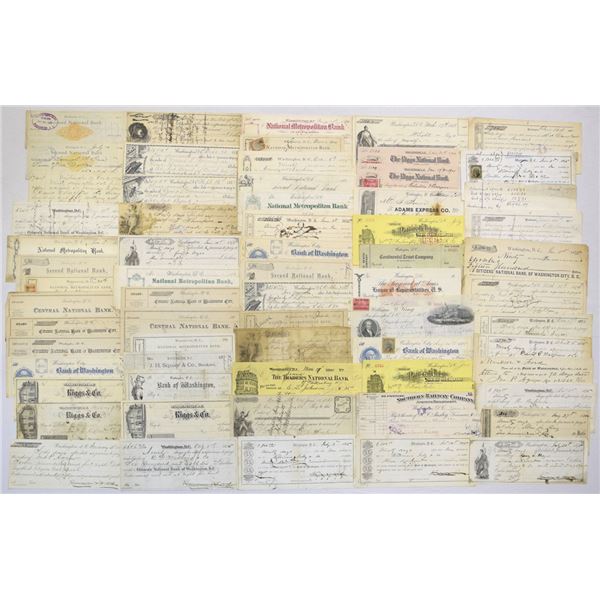 Washington D.C. Bank Check & Promissory Note Collection, 1868 to 1901, Unchecked for Signatures