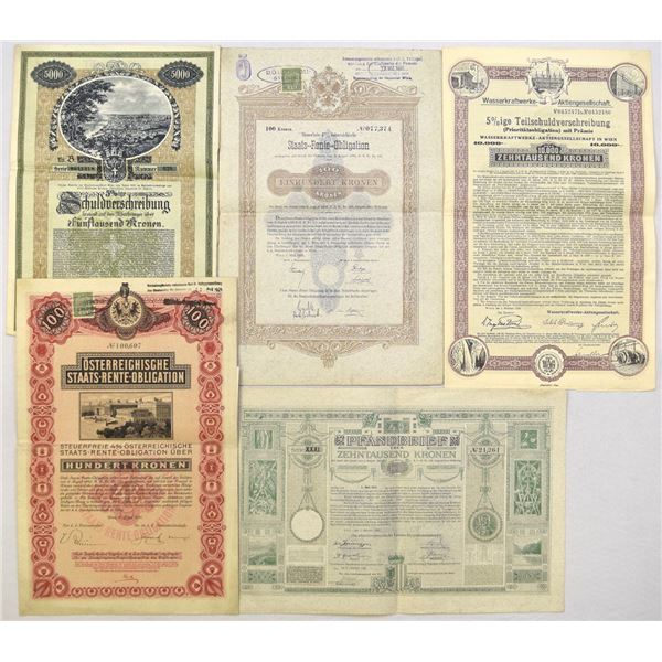 Austria. Government & Corporate Bonds, 1893 to 1922, I/U Assortment