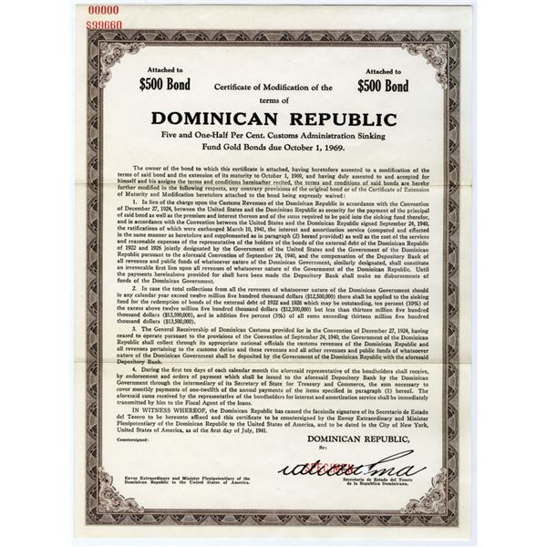 Dominican Republic, 1941, Specimen Modification of Terms.
