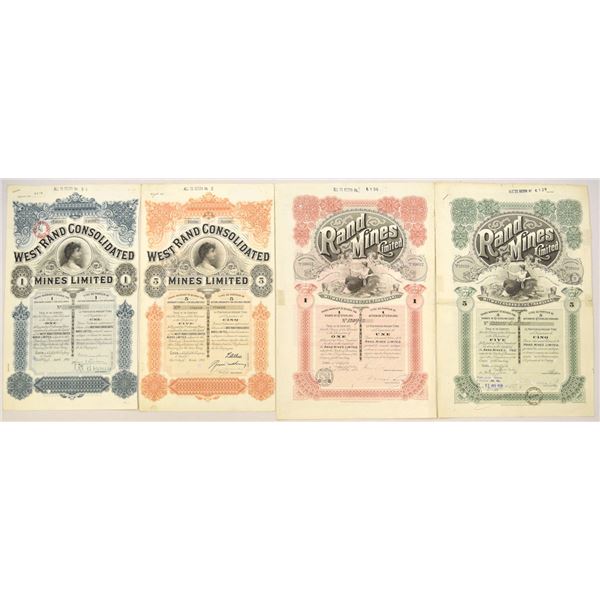 South Africa. West Rand Consolidated Mines Ltd., and Rand Mines Ltd., 1926 to 1934, Cancelled Stock 