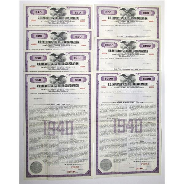 G.E. Employees Securities Corp. 1940 Specimen Bond Group