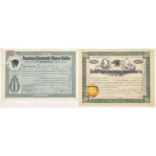 NJ & WV. United States Pneumatic Horse Collar Co. & American Pneumatic Horse Collar Co., 1899 & 1904
