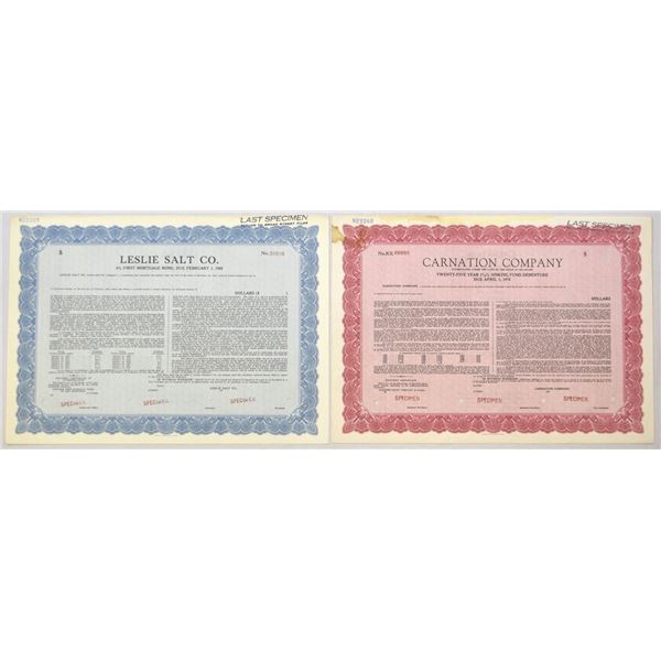Leslie Salt Co. and Carnation Co., ND (1950s) to 1951, Specimen Bond Pair.