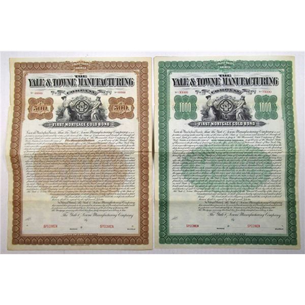 CT. Yale & Towne Manufacturing Co., 1900, Specimen Coupon Bond Pair.