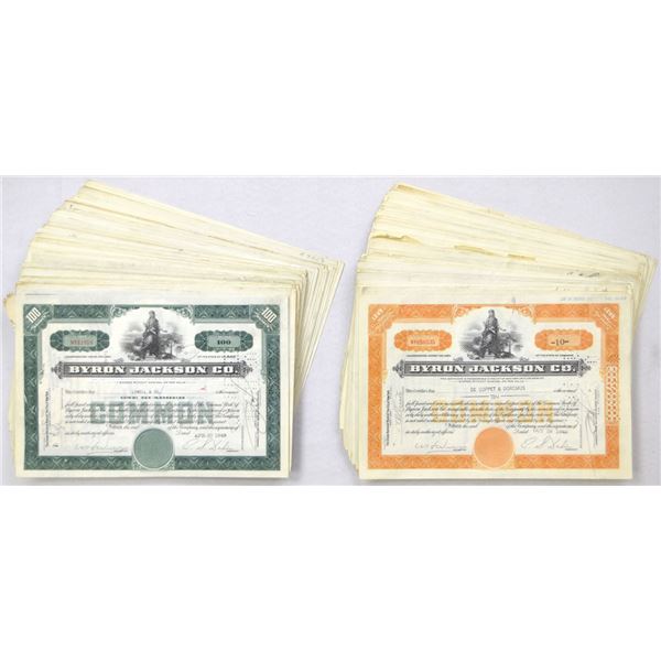 Byron Jackson Co., 1949, I/C Stock Certificate Assortment.