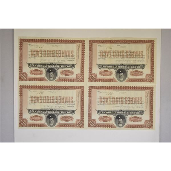 NJ. Passaic Steel Co., 1903, I/U Stock Certificates.