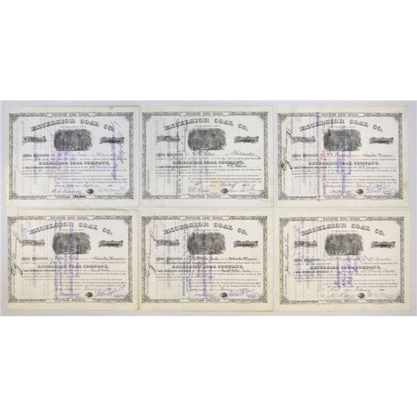 IA. Excelsior Coal Co., 1880 to 1903, I/C Stock Certificates.