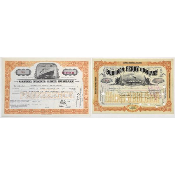NJ & NV. Hoboken Ferry and United States Lines, 1897 and 1941, Cancelled Stock Pair.