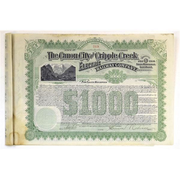 CO. Canon City and Cripple Creek Electric Railway Co., 1897, I/U Bond.