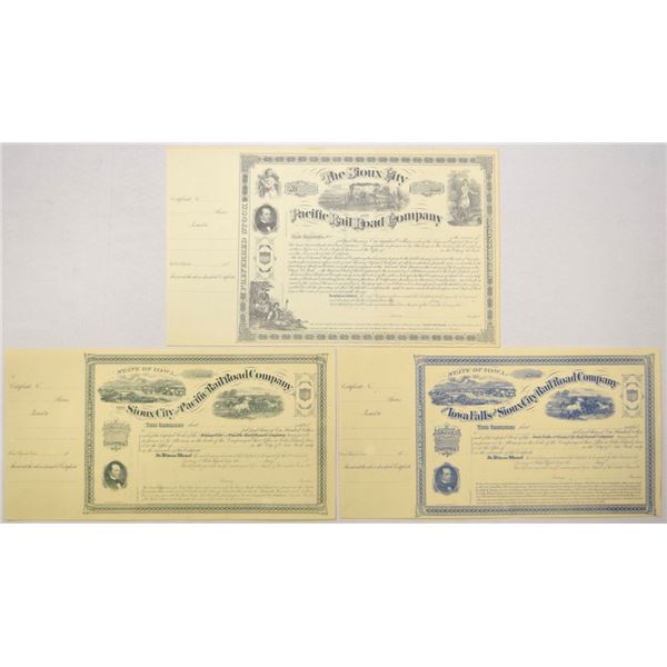 IA. Sioux City Railroads, ND (1860s to 1890s), U/U Bond Trio.