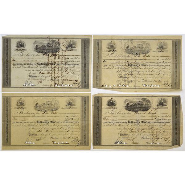 MD. Baltimore and Ohio Rail Road Co., 1848 to 1850, I/C Stock Certificates.